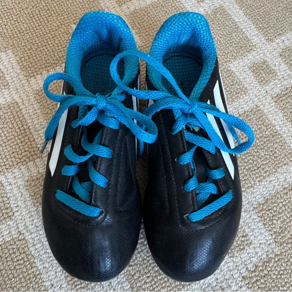 Adidas Youth Soccer Cleats Firm Ground Black Blue Performance Shoes Kids 12 - Picture 7 of 10